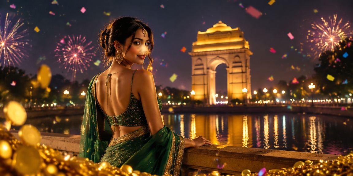 India Gate with cricket and betting theme