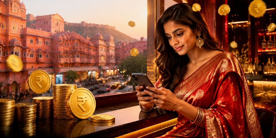 Elegant Jaipur scene with traditional attire representing trust and reliability